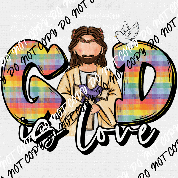 God is Love with Cross and Dove DTF Transfer (See Skin Tone Color Options) - We Print U Press DTF Transfers