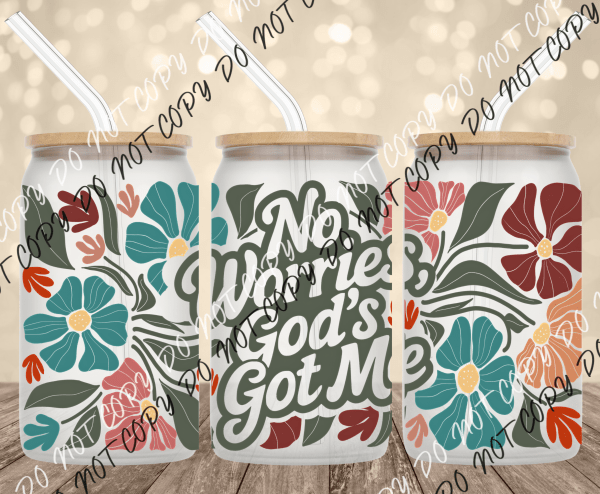 Gods got me UV Transfer for 16 oz Glass Can - We Print U Press DTF Transfers