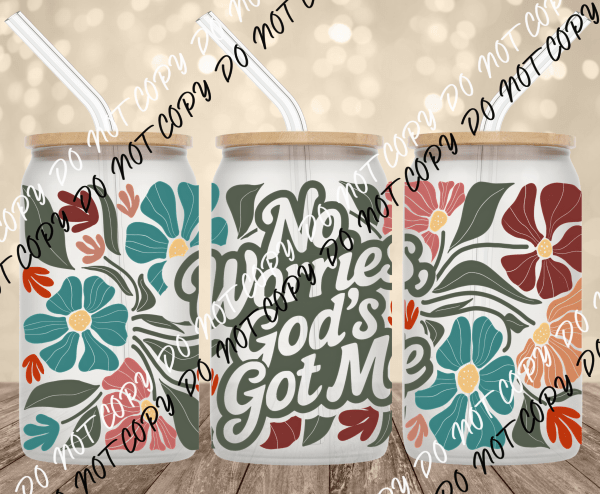 Gods got me UV Transfer for 16 oz Glass Can - We Print U Press DTF Transfers