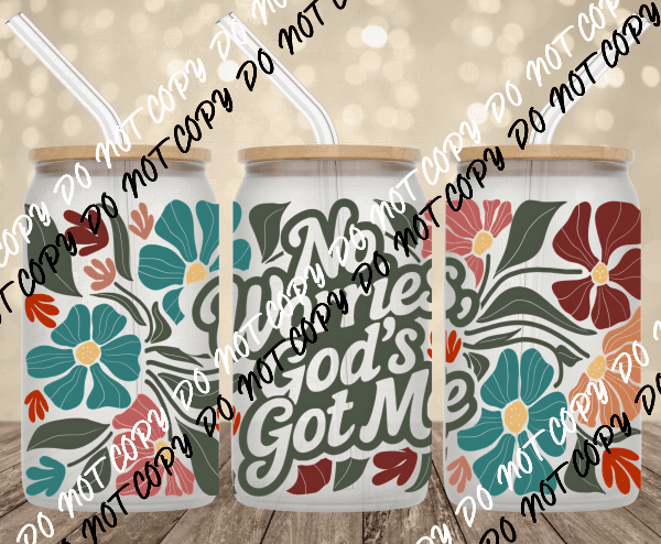 Gods got me UV Transfer for 16 oz Glass Can - We Print U Press DTF Transfers