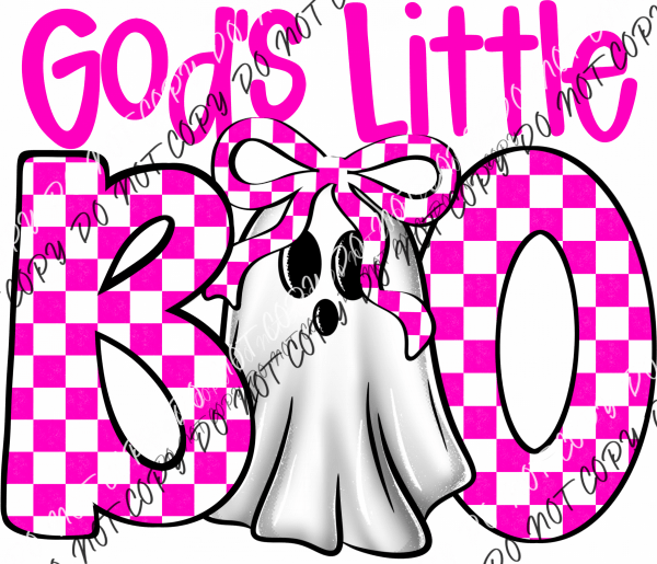God's Little Boo Pink Checkered DTF Transfer - We Print U Press DTF Transfers
