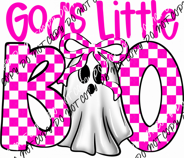 God's Little Boo Pink Checkered DTF Transfer - We Print U Press DTF Transfers