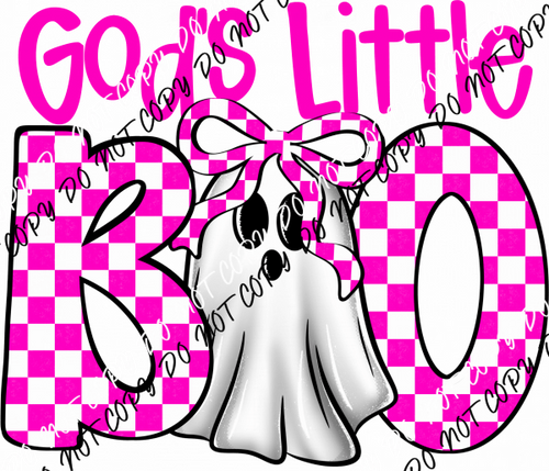 God's Little Boo Pink Checkered DTF Transfer - We Print U Press DTF Transfers