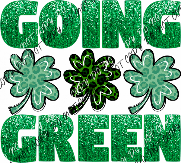 Going Green Faux Glitter With Shamrocks Dtf Transfer Rtp Transfers