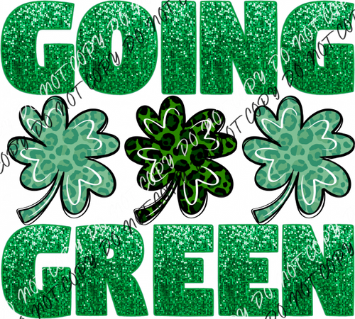 Going Green Faux Glitter With Shamrocks Dtf Transfer Rtp Transfers