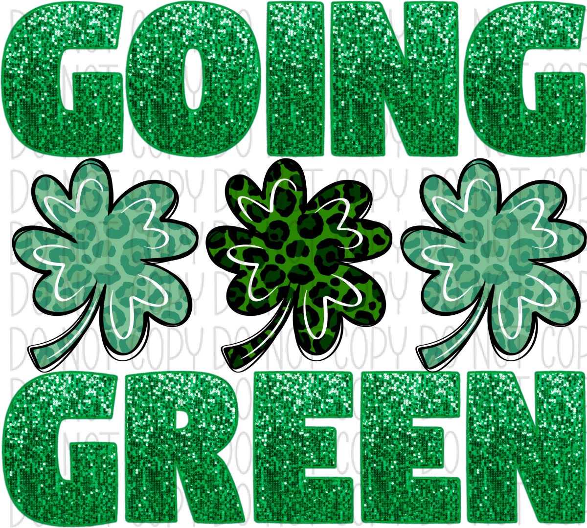 Going Green Faux Glitter With Shamrocks Dtf Transfer Rtp Transfers
