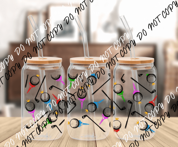 Golf Balls UV Transfer for 16 oz Glass Can - We Print U Press DTF Transfers