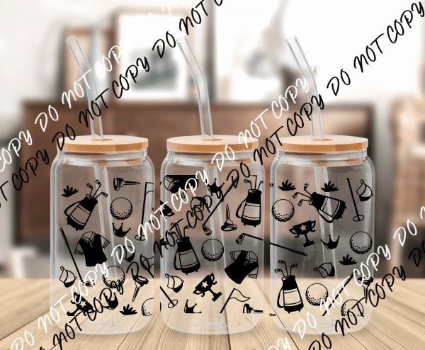 Golfer UV Transfer for 16 oz Glass Can - We Print U Press DTF Transfers
