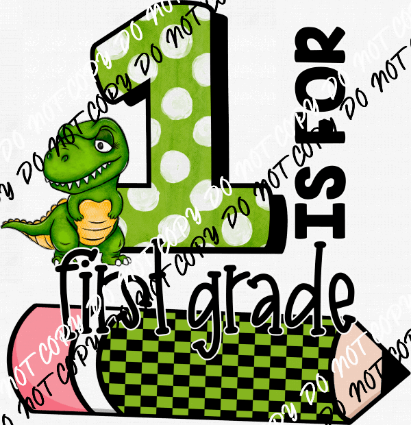 Grade 1 - 5 Dinosaur Green DTF Transfer (See Grade Options) - We Print U Press DTF Transfers