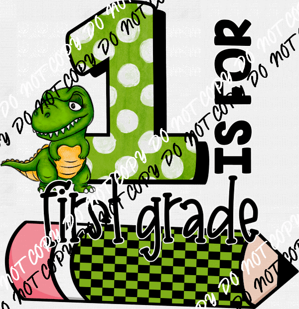 Grade 1 - 5 Dinosaur Green DTF Transfer (See Grade Options) - We Print U Press DTF Transfers
