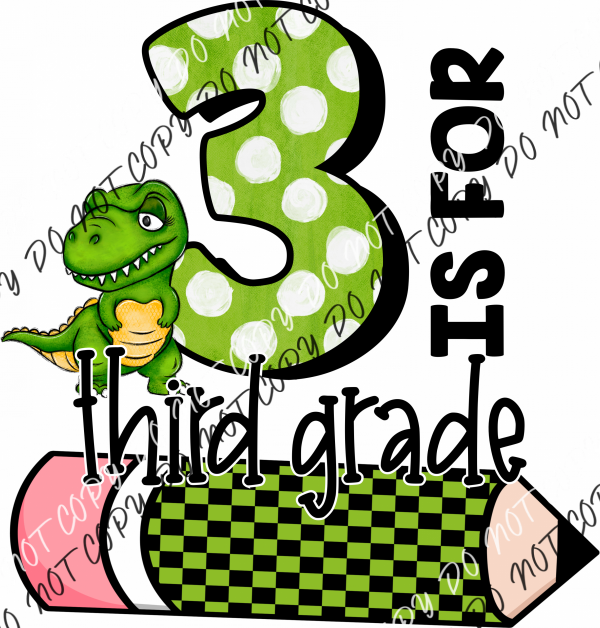 Grade 1-5 Dinosaur Green Dtf Transfer (See Options) Infant 5” / Third Rtp Transfers