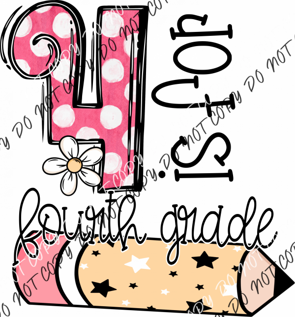 Grade 1-5 Pink Polka Dot Dtf Transfer (See Options) Infant 5” / Fourth Rtp Transfers