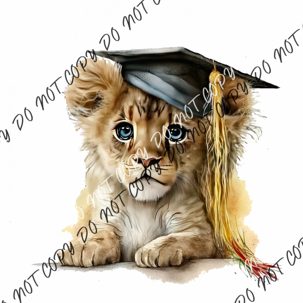 Graduate Lion Cub Watercolor Dtf Transfer