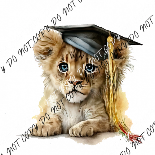 Graduate Lion Cub Watercolor Dtf Transfer