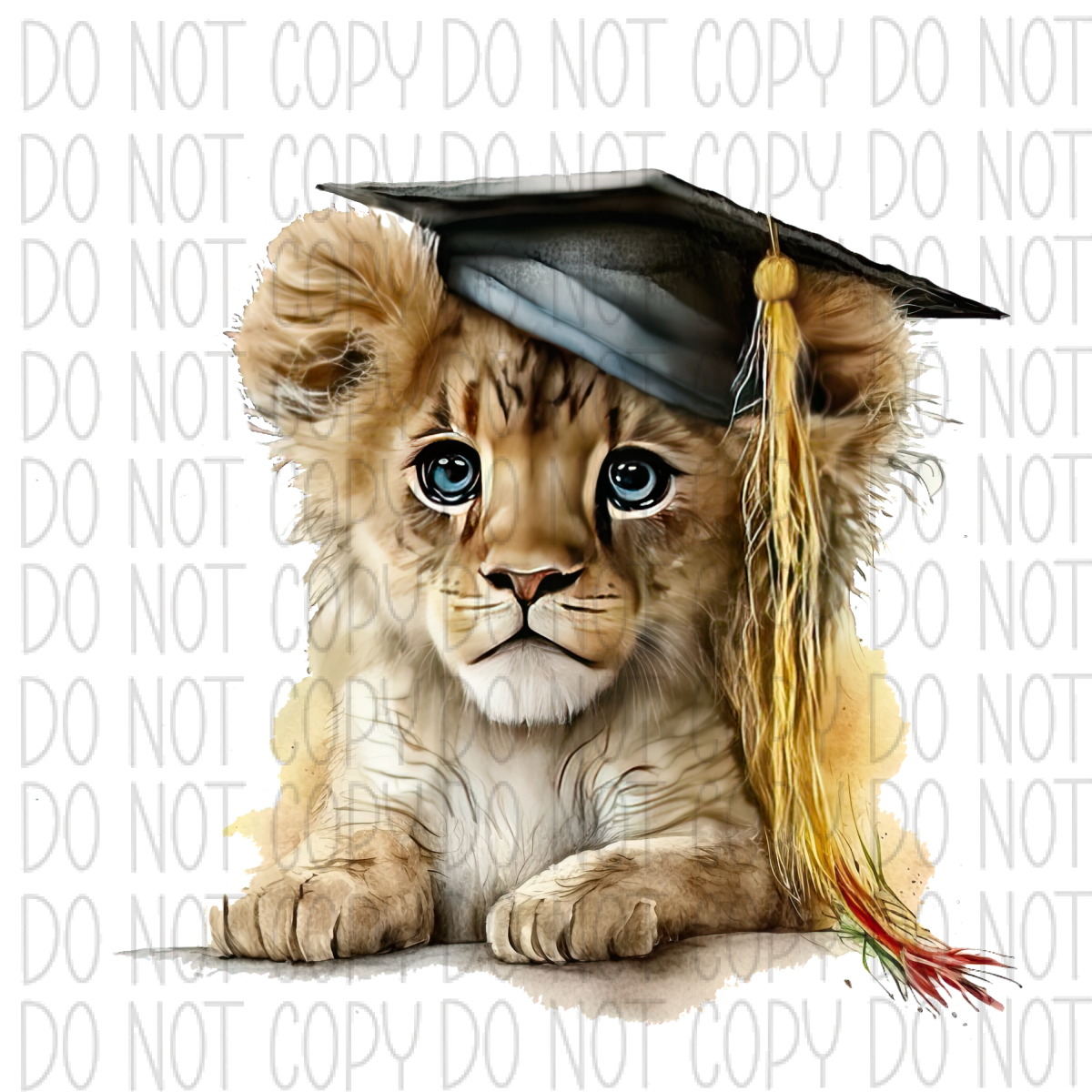 Graduate Lion Cub Watercolor Dtf Transfer
