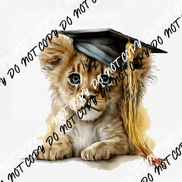 Graduate Lion Cub Watercolor DTF Transfer - We Print U Press DTF Transfers