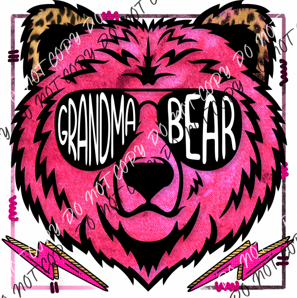 Grandma Bear Pink Dtf Transfer