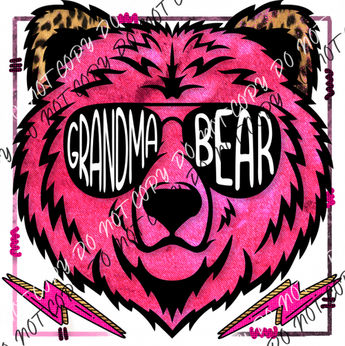 Grandma Bear Pink Dtf Transfer