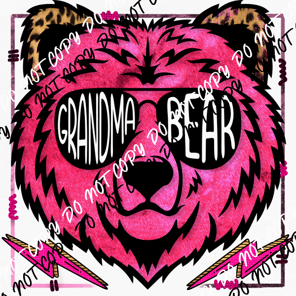 Grandma Bear Pink DTF Transfer - We Print U Press DTF Transfers