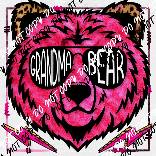 Grandma Bear Pink DTF Transfer - We Print U Press DTF Transfers