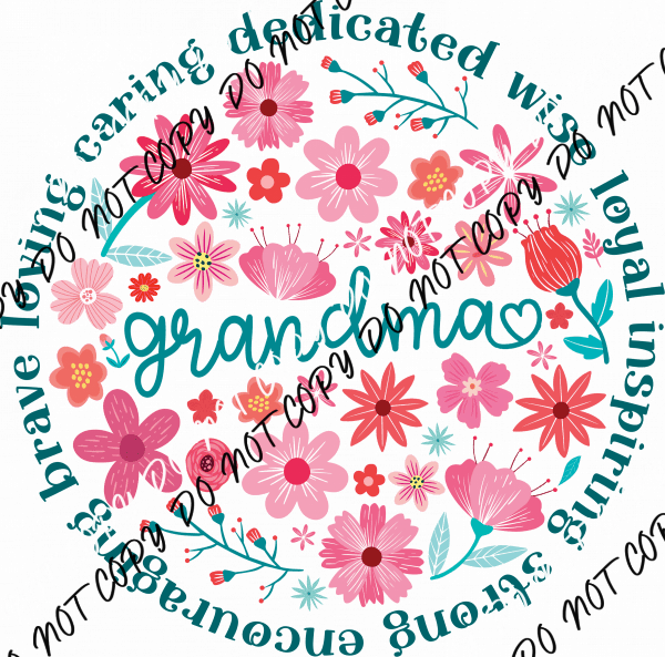 Grandma Floral Circle DTF Transfer - We Print U Press DTF Transfers