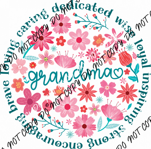 Grandma Floral Circle DTF Transfer - We Print U Press DTF Transfers