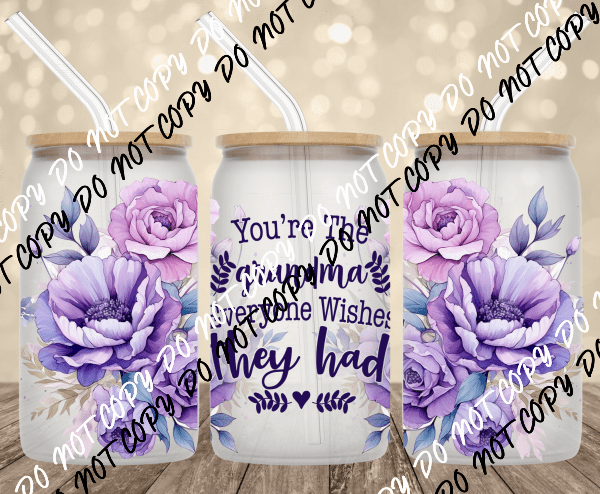 Grandparent UV transfer for 16 oz Glass Can - We Print U Press DTF Transfers