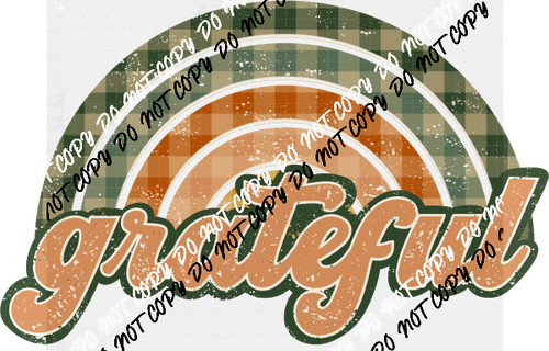 Grateful Distressed Peach Green Rainbow DTF Transfer - We Print U Press DTF Transfers