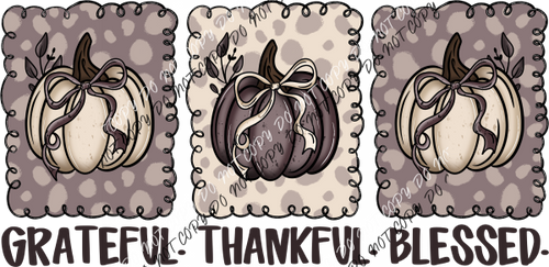 Grateful Thankful Blessed Pumpkin Trio DTF Transfer RTP DTF Transfers