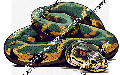 Green Anaconda Snake DTF Transfer - We Print U Press DTF Transfers