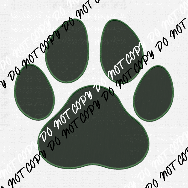 Green Paw Print faux embroidery DTF Transfer - We Print U Press DTF Transfers