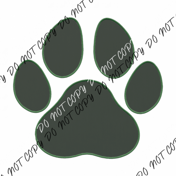 Green Paw Print Faux Embroidery Dtf Transfer Rtp Transfers