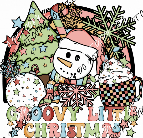 Groovy Little Christmas DTF Transfer - We Print U Press DTF Transfers