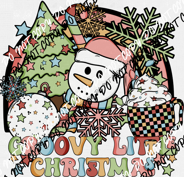 Groovy Little Christmas DTF Transfer - We Print U Press DTF Transfers
