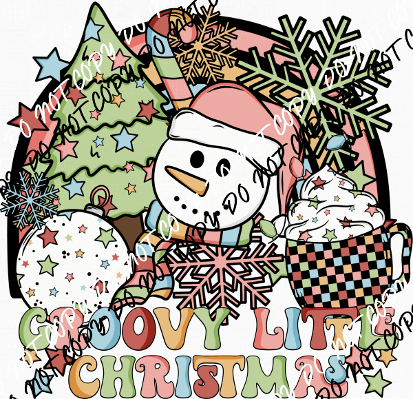 Groovy Little Christmas DTF Transfer - We Print U Press DTF Transfers