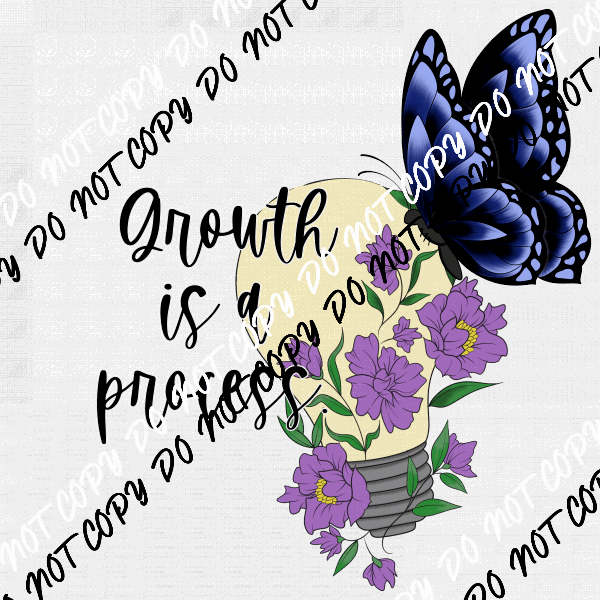 Growth is a Process Lightbulb Butterfly DTF Transfer - We Print U Press DTF Transfers