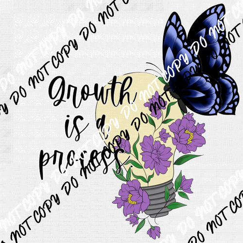 Growth is a Process Lightbulb Butterfly DTF Transfer - We Print U Press DTF Transfers