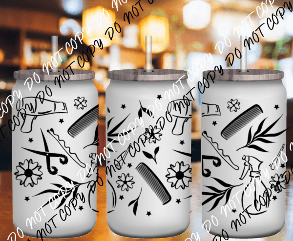Hairstylist UV Transfer for 16 oz Glass Can - We Print U Press DTF Transfers