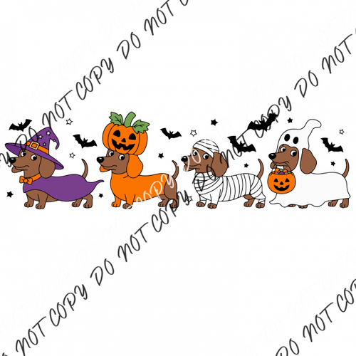 Halloween Dachshunds in Costume DTF Transfer RTP DTF Transfers