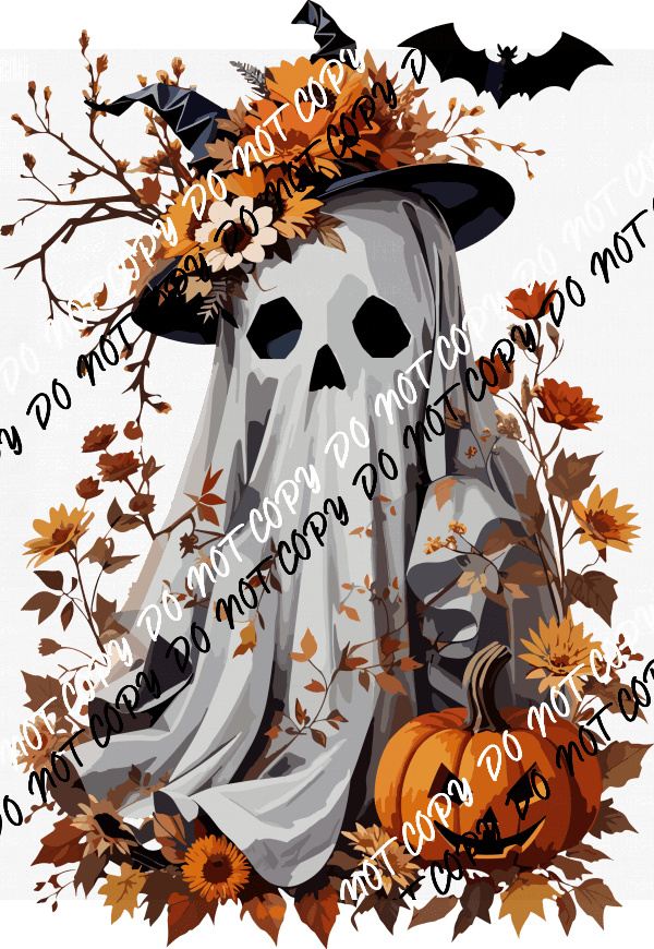 Halloween Ghost With Pumpkin DTF Transfer - We Print U Press DTF Transfers