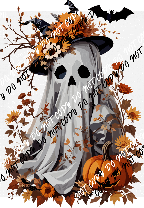 Halloween Ghost With Pumpkin DTF Transfer - We Print U Press DTF Transfers