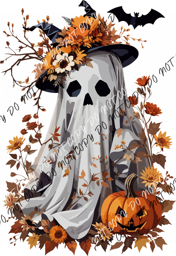 Halloween Ghost With Pumpkin Dtf Transfer Rtp Transfers