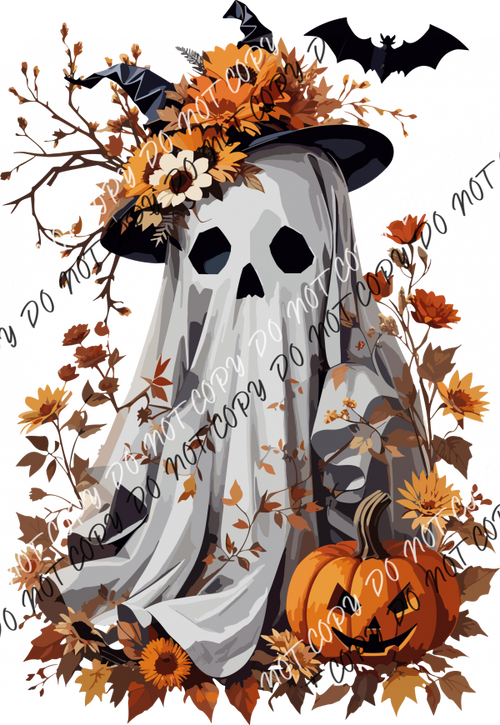 Halloween Ghost With Pumpkin Dtf Transfer Rtp Transfers