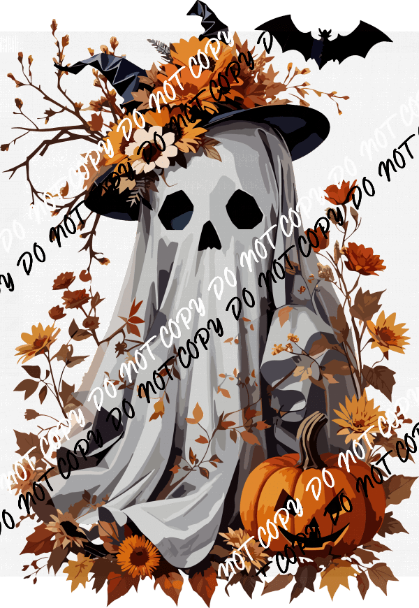 Halloween Ghost With Pumpkin DTF Transfer - We Print U Press DTF Transfers