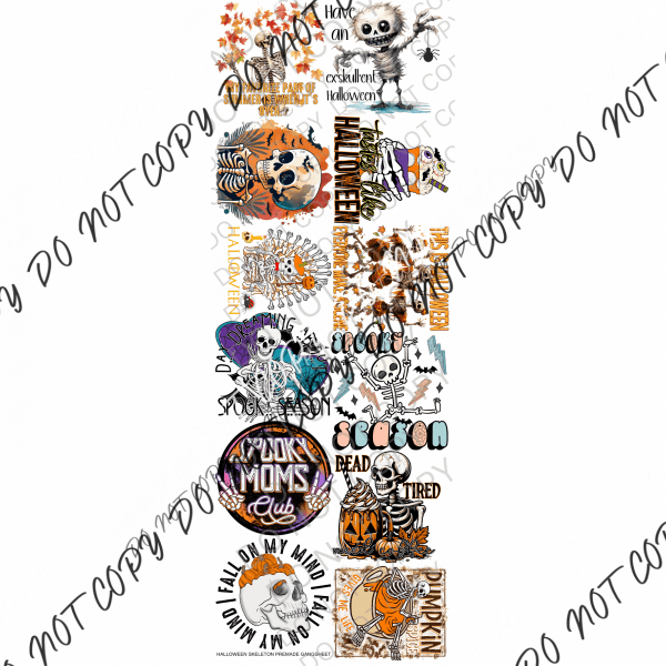 Halloween Skeleton Premade Bundle Gang Sheet - We Print U Press DTF Transfers