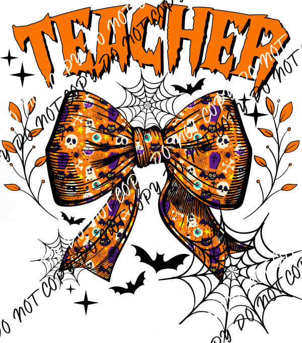 Halloween Teacher Bow DTF Transfer - We Print U Press DTF Transfers