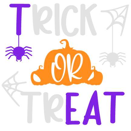 Orange pumpkin with purple spiders and gray spider webs, ready to press dtf transfer for Halloween