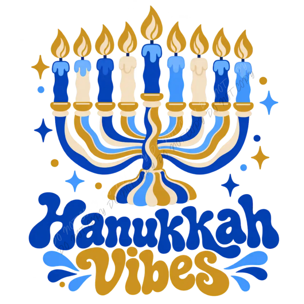 Hanukkah Vibes Menorah DTF Transfer - RTP DTF Transfer