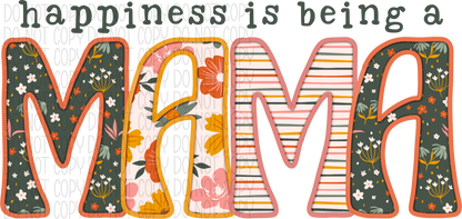Happiness Is Being A Mama Orange Faux Embroidery Dtf Transfer Rtp Transfers