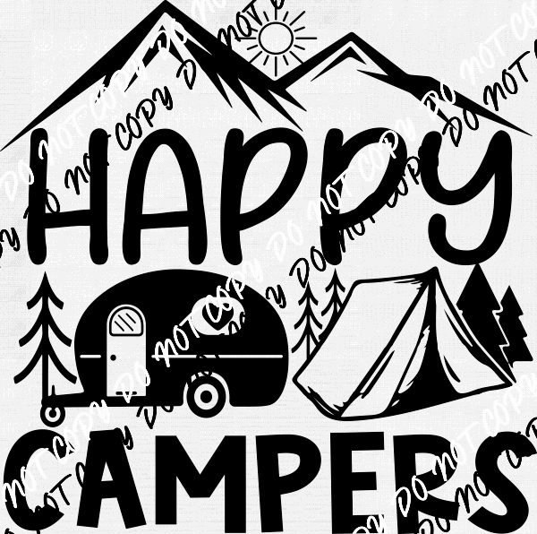 Happy Campers DTF Transfer - We Print U Press DTF Transfers